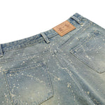 Paint Splatter Rhinestone Denim Bermuda Shorts