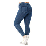 Plus Size Women High Waist Butt Lifting Dual Pockets Denim Yoga Pants