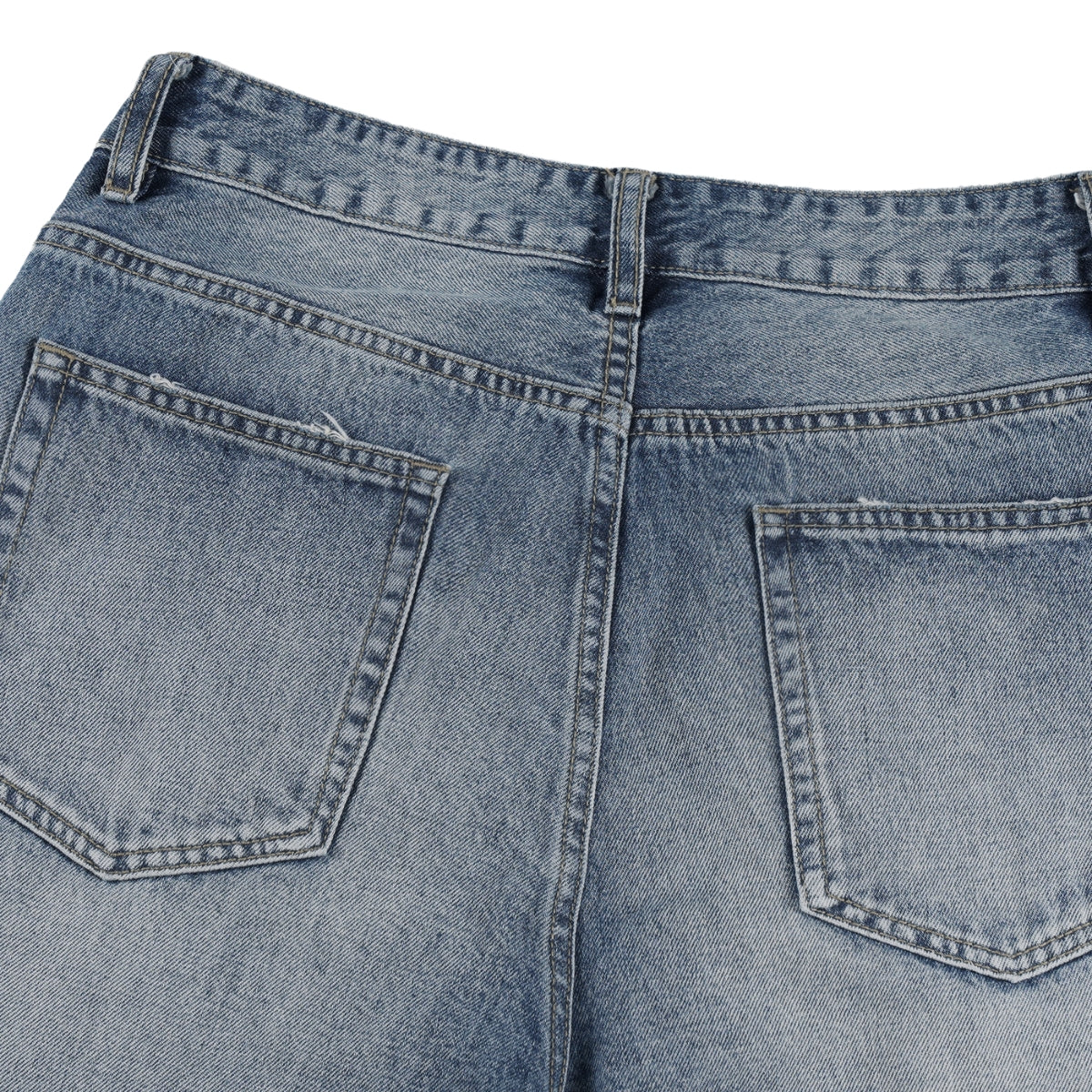 Vintage Washed Crease Effect Wide Leg Baggy Denim Jeans