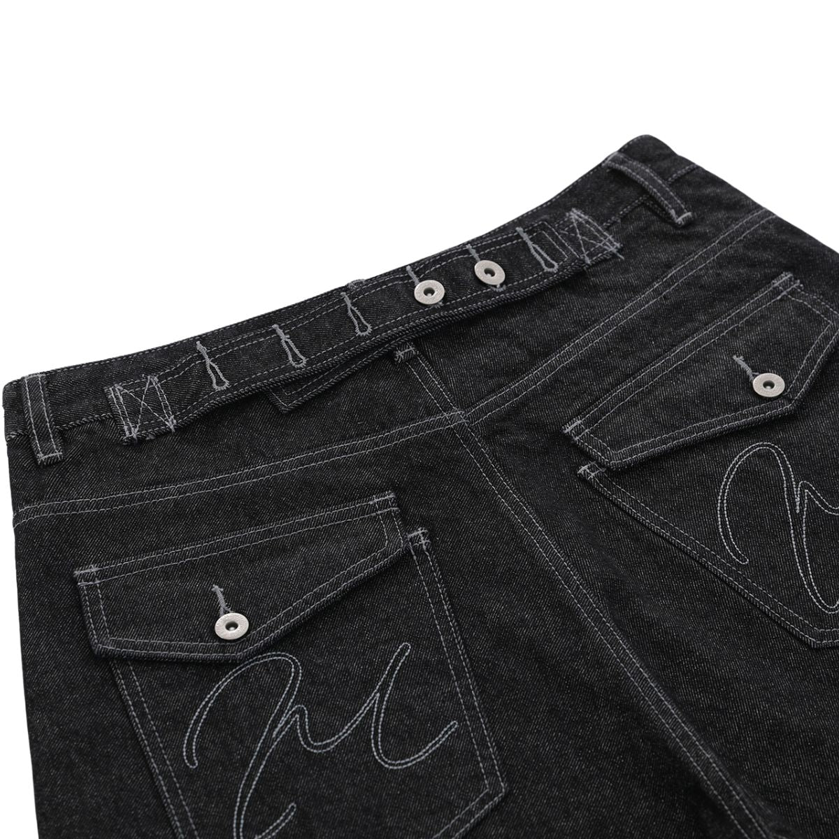 Raw Black Contrast Pocket Denim Bermuda Shorts