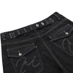 Raw Black Contrast Pocket Denim Bermuda Shorts