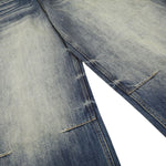 Washed Whiskering Wide Leg Vintage Denim Jeans