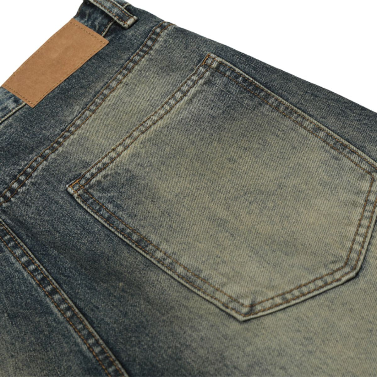 Men's Loose Denim Pants Washed Distressed Vintage Street