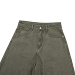 Vintage Washed Curved‑Seam Baggy Wide‑Leg Trousers