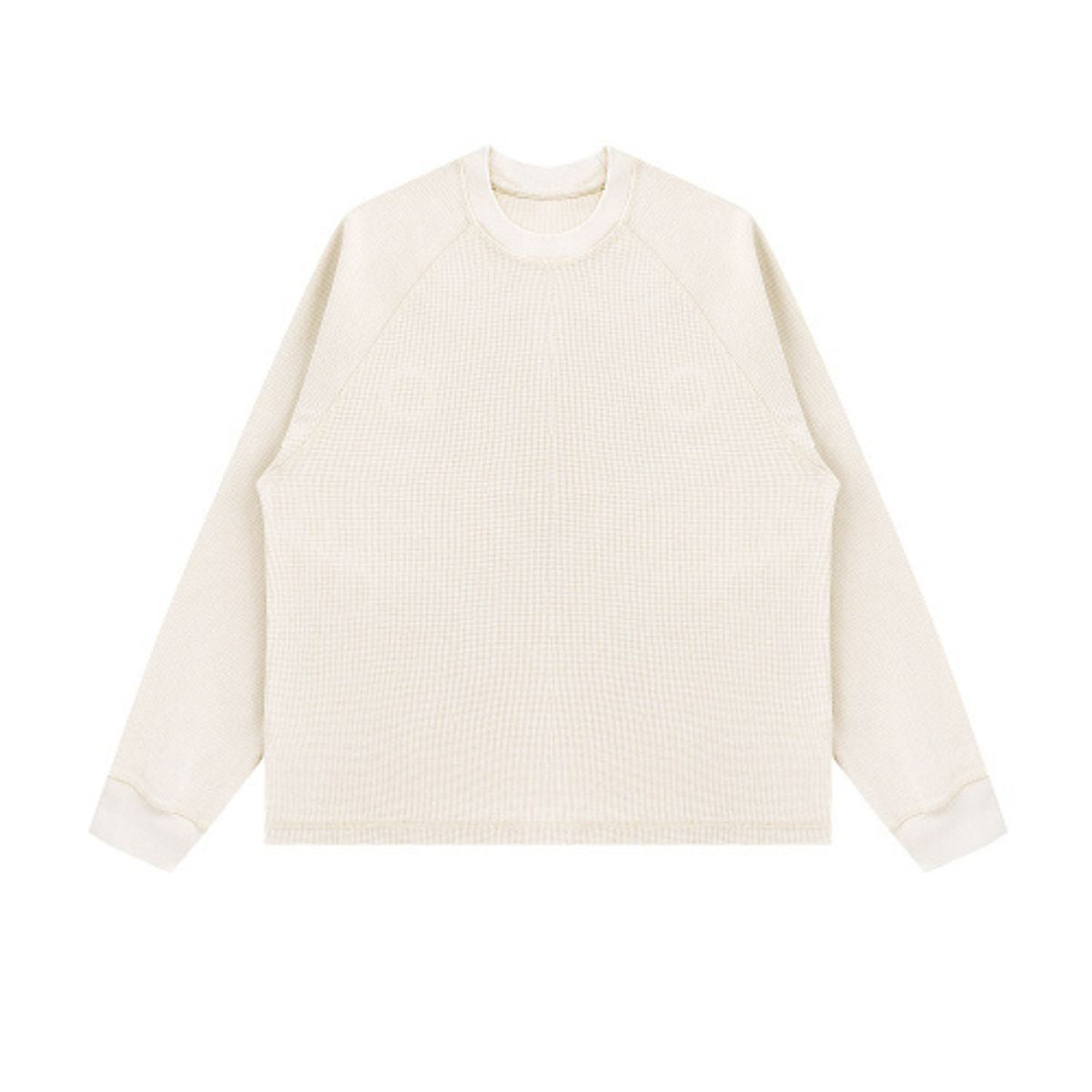 Washed Waffle Cotton Raglan Long Sleeve Tee 340G