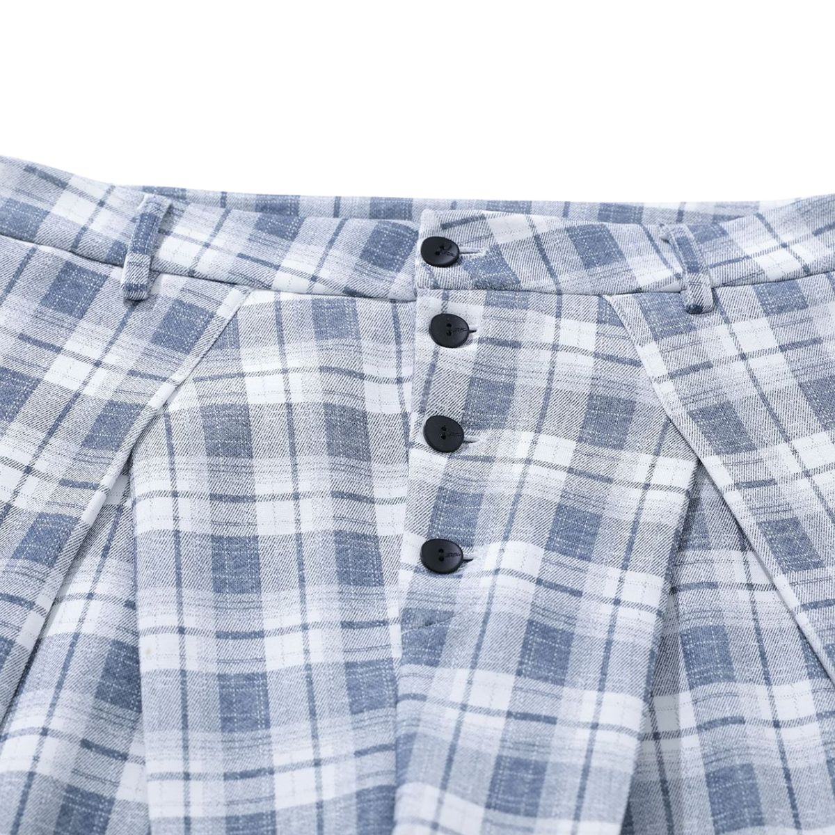 Vintage Plaid Pleated Wide Leg Trousers