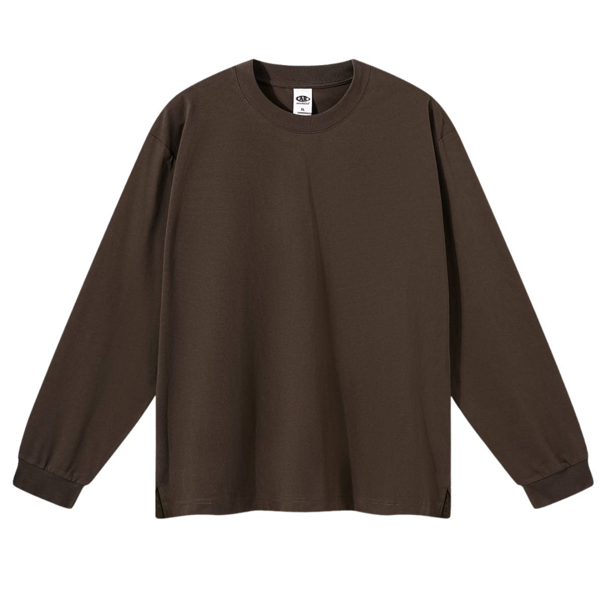 Solid Loose Fit Side Split Hem Long Sleeve T-Shirt