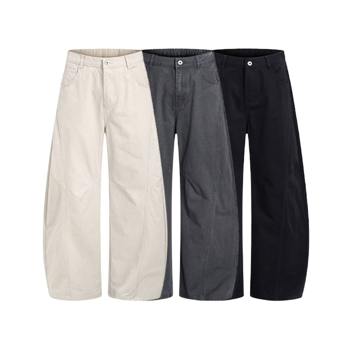 Pantalones de algodón con pierna ancha y color liso