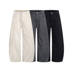 Pantalones de algodón con pierna ancha y color liso