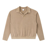 Retro Terry Cloth Polo Collar Sweatshirt