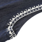 Sleeveless Embroidered Trim Denim Midi Dress