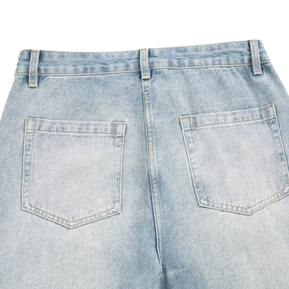 Gradient Washed Whiskered Relaxed Adjustable Hem Pants