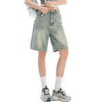 Mud WashedWomen's Vintage Washed Bermuda Denim Shorts