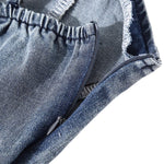 Falda vaquera con bordado de perlas y lavado vintage