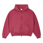 Vintage Relaxed Drop‑Shoulder Zip‑Up Hoodie