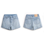 Faded Check Vintage Washed Denim Shorts