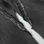 Men's Washed Distressed Denim Pants Wide Leg Patchwork Raw Edge Unique