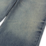 Washed Distressed Wide Leg Straight Denim Jeans