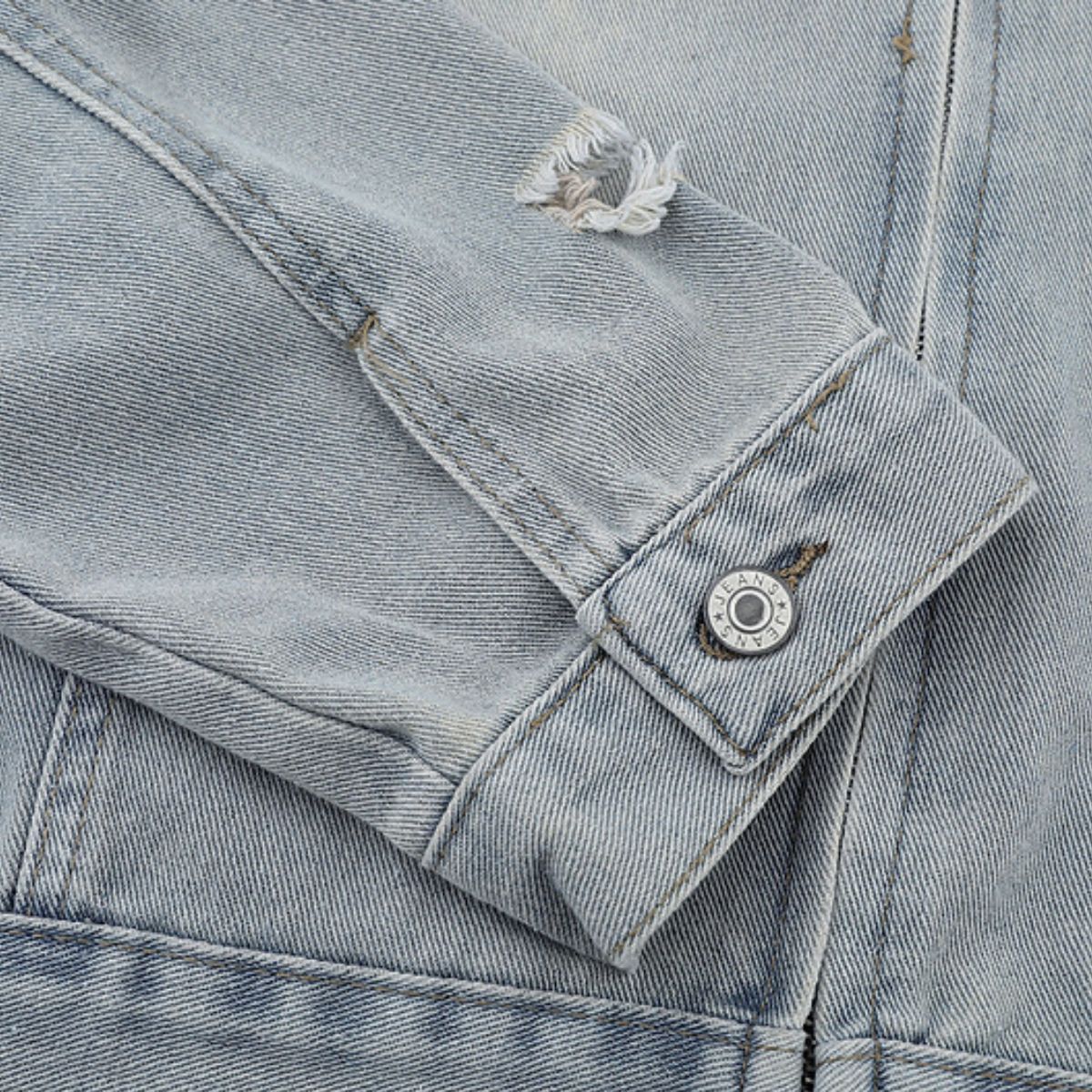 Unisex Retro Distressed Ripped Washed Denim Jacket with Hood