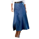 High-Waisted Flowy A-Line Long Denim Maxi Skirt
