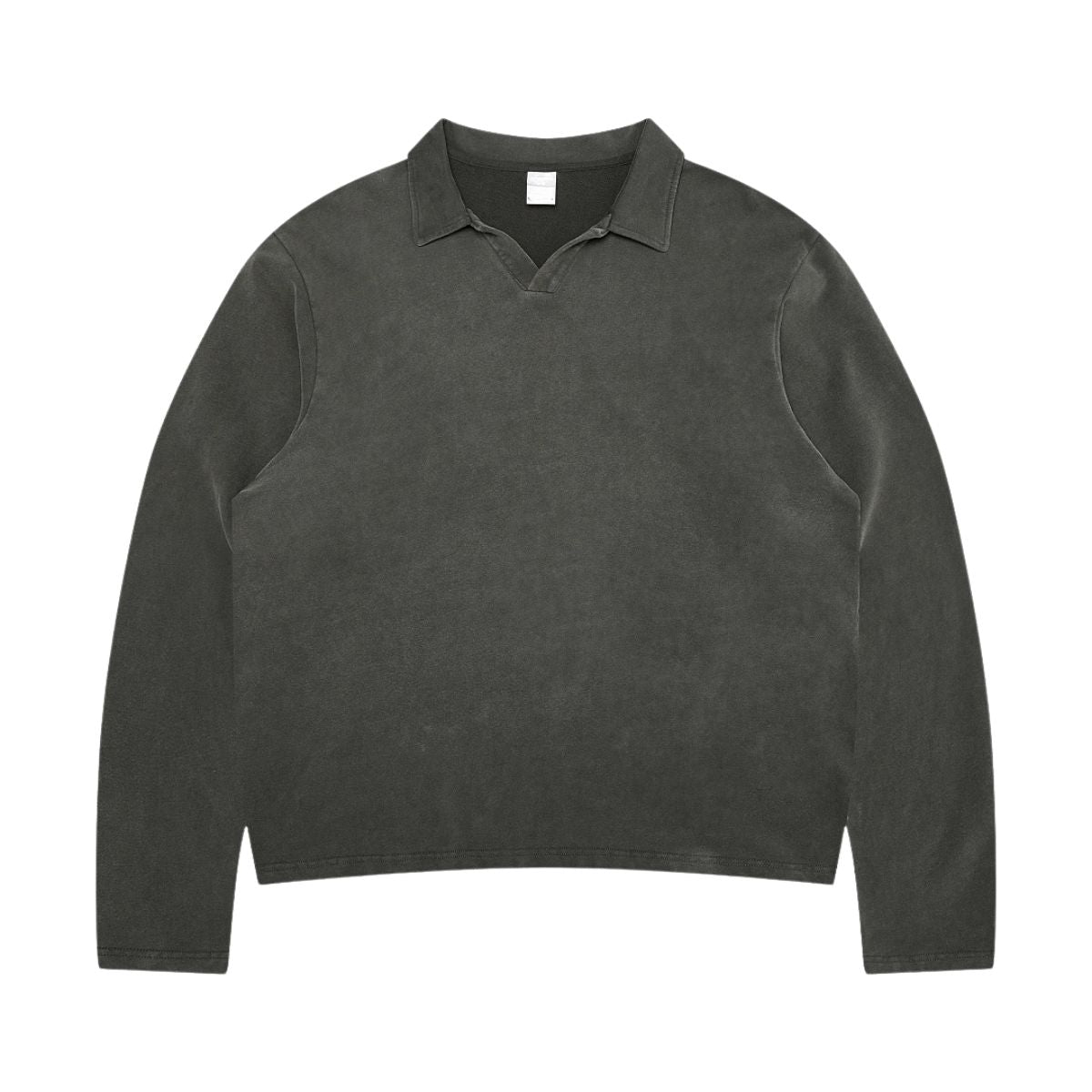Seagull‑Collar Polo Vintage Washed Half‑Placket Sweatshirt