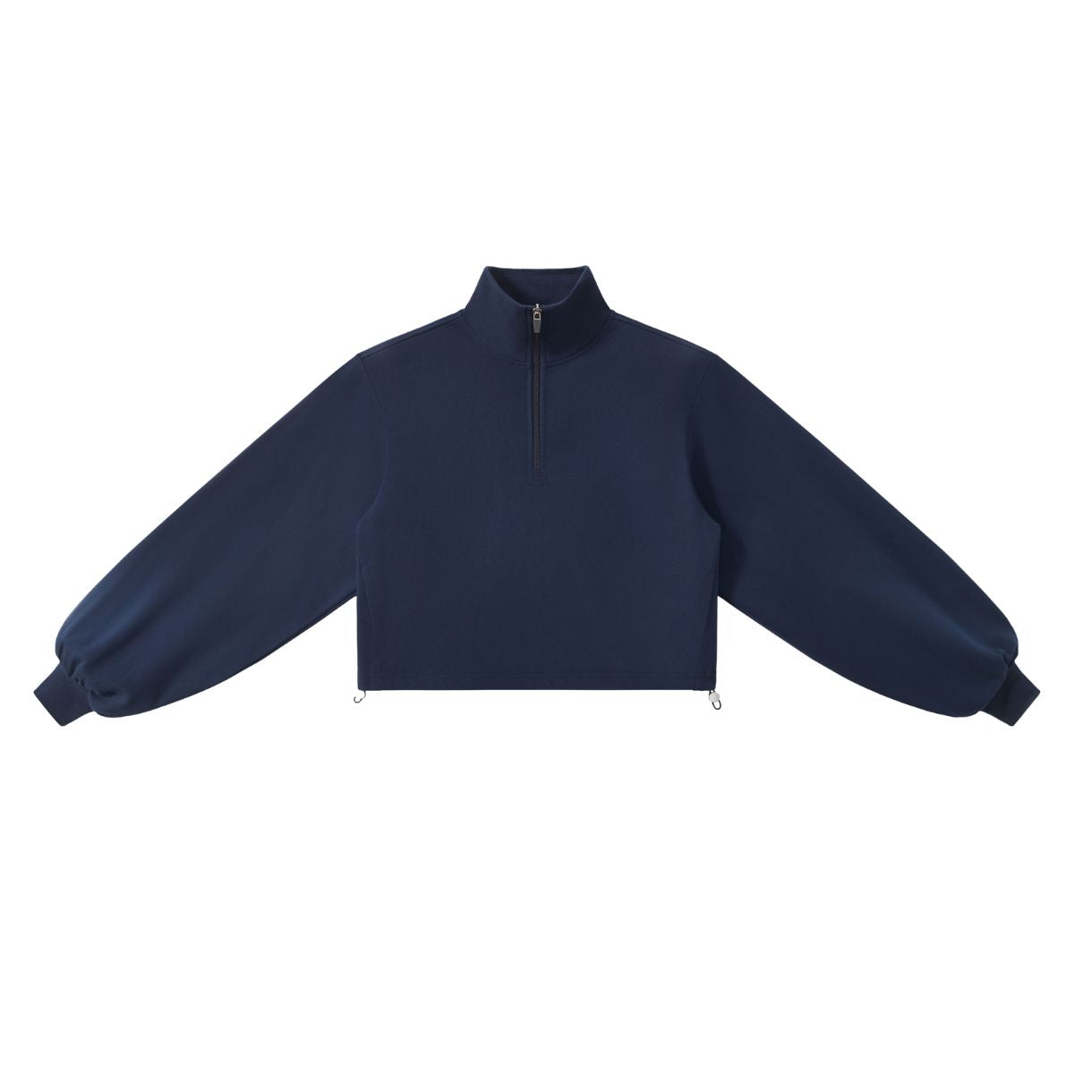 Preppy Style Half‑Zip Sport Sweatshirt With Adjustable Drawstring Hem