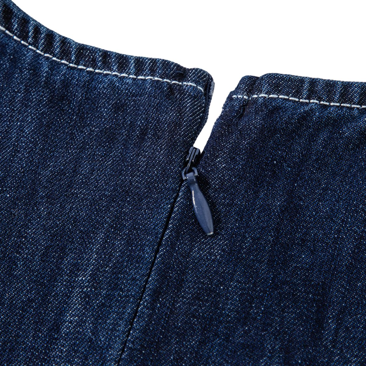 Denim Sleeveless Belted Midi Dress