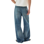 Heritage Washed Utility Loose Fit Floor-Length Denim Jeans