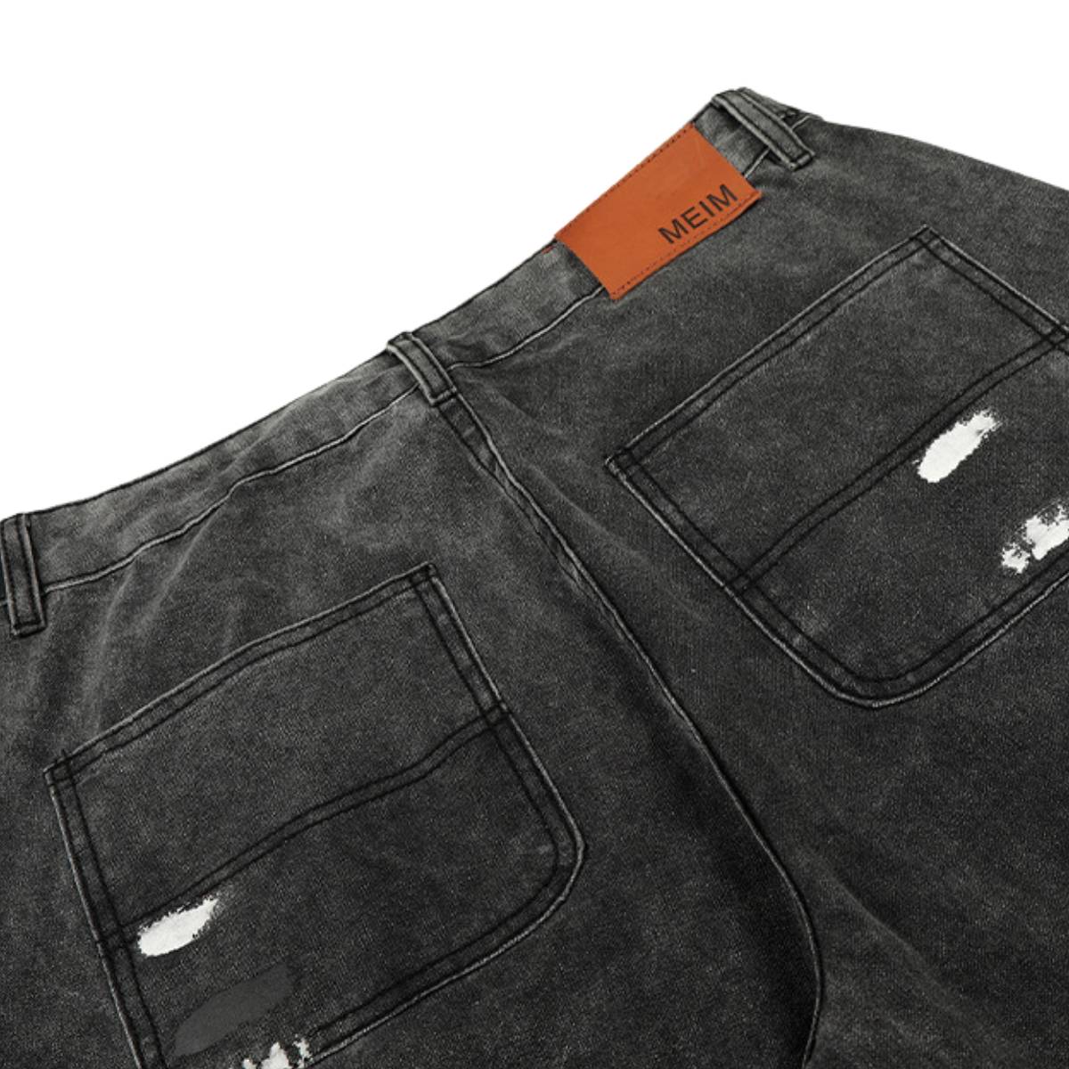 Faded Splatter-Wash GradientBaggy Wide-Leg Cargo Pants