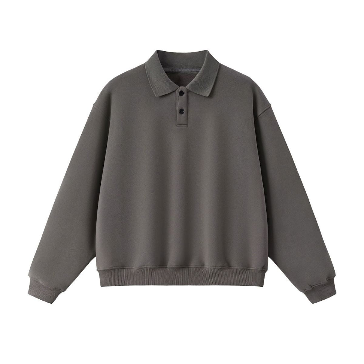 Old Money Cropped Polo Collar Fleece Sweatshirt