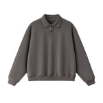 Old Money Cropped Polo Collar Fleece Sweatshirt