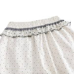 Y2K Polka Dot Graphic Ruffle Waist Baggy Wide-Leg Bermuda Denim Shorts