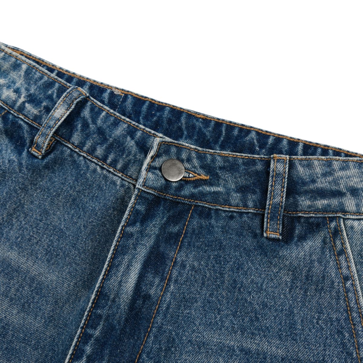 Vintage Blue Wide‑Leg Jeans With Side Pleat Details