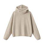 Boxy Contrast Webbing High Neck Face‑Cover Hoodie