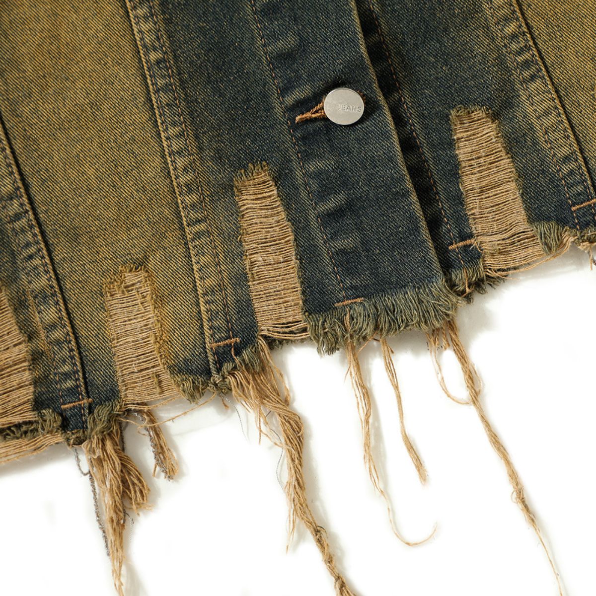 Raw Hem Distressed Denim Cropped Vest