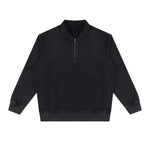 Heavyweight Washed Stand Collar Zip Polo Sweatshirt