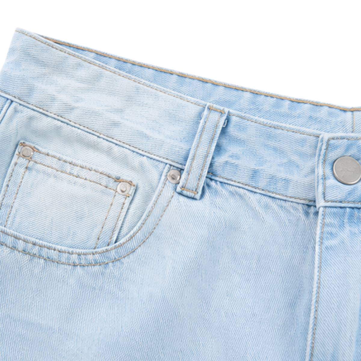 Light Wash Utility Cargo Pocket Wide Leg Jeans