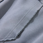 Cotton Vintage Distressed Gradient Raw‑Edge Zip Hoodie