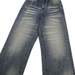 Loose Straight‑Leg Vintage Whiskered Jeans