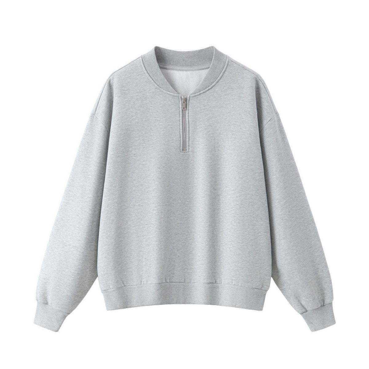 Washed Overdye Half‑Zip Metal Zipper Crew Neck Sweatshirt