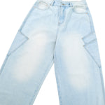 Faded Bleach Geometric-Pocket Baggy Jeans
