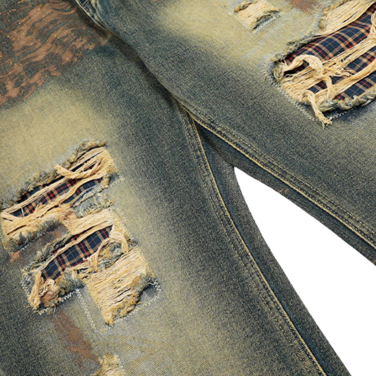 Distressed Vintage Wash Wide Leg Jeans