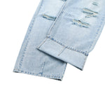 Wash Destroyed Pleated Baggy Jeans