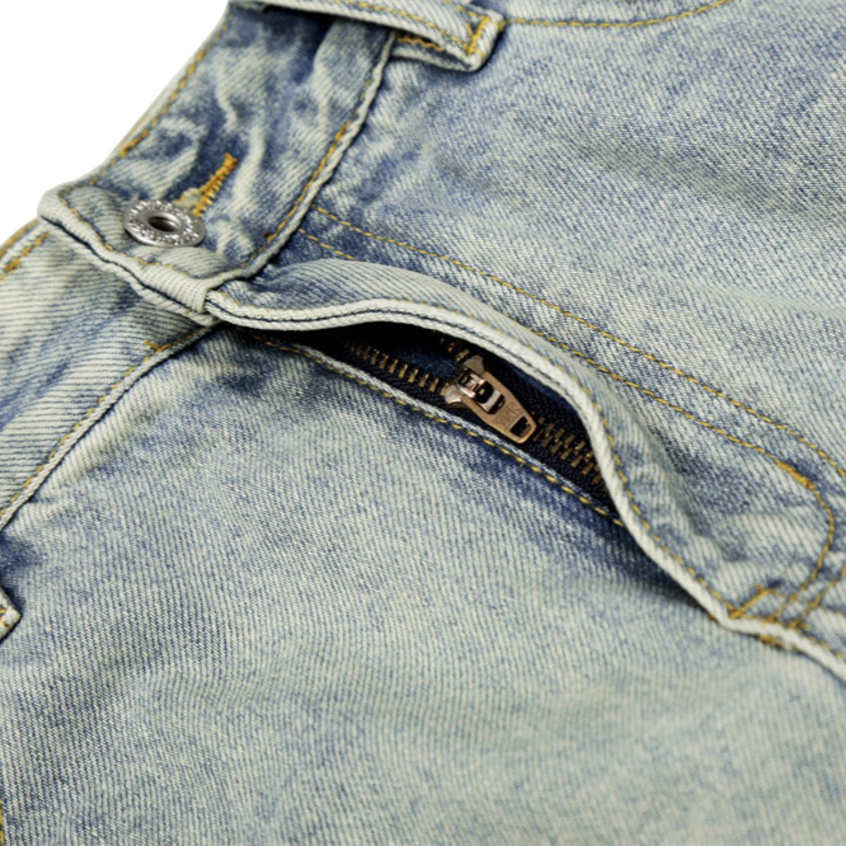 Men's Heavy-Washed Distressed Loose Straight-Leg Denim Pants