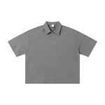 Vintage Polo Collar Loose Casual Short Sleeve T‑Shirt