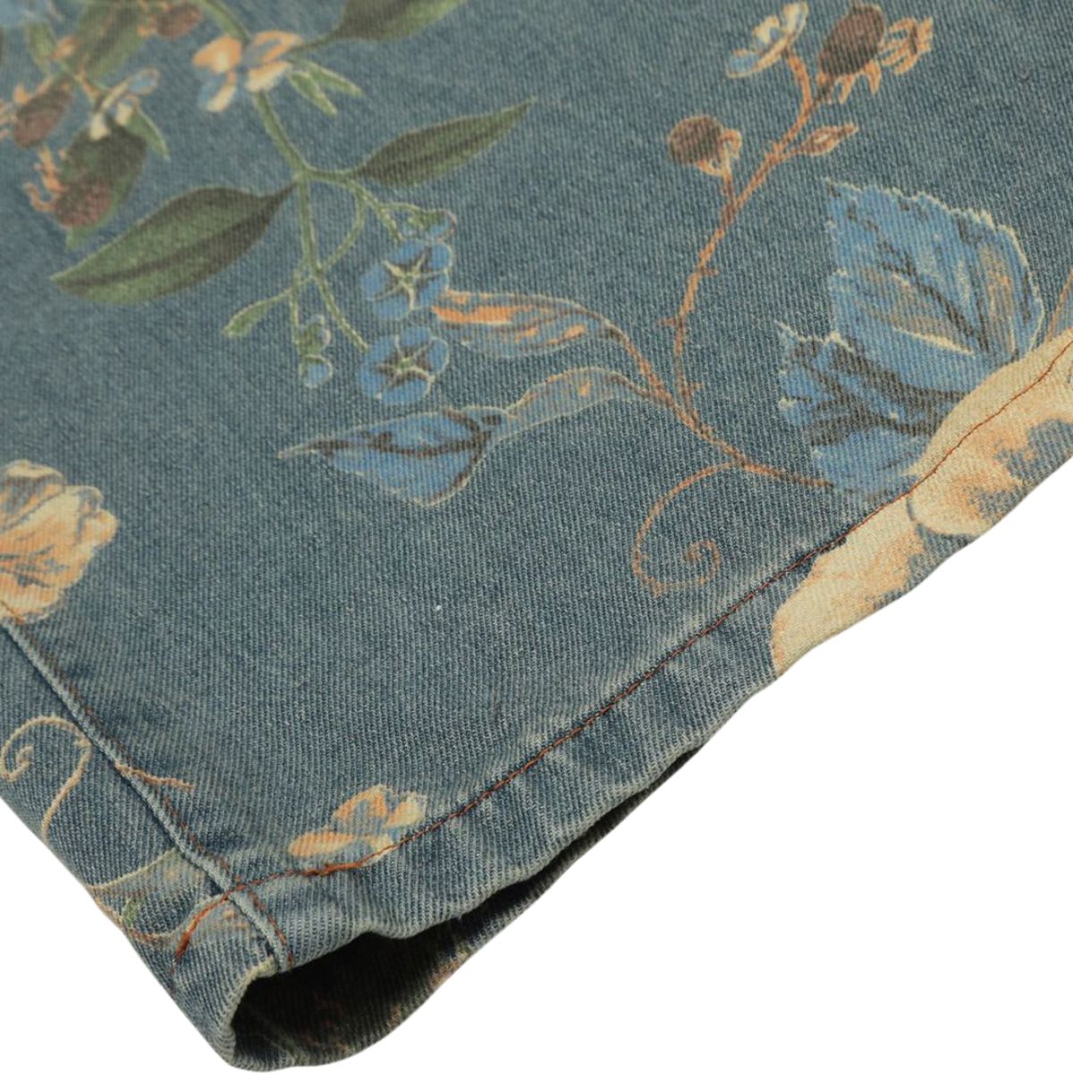 Smoke Rise Wide Leg Floral Print Denim Pants