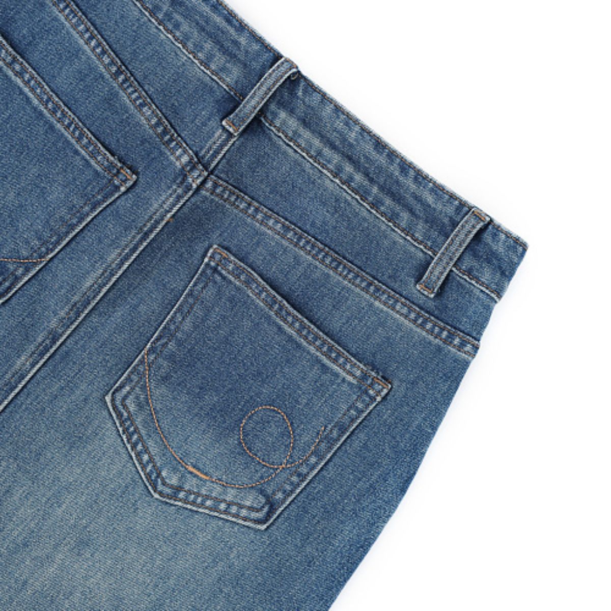 Vintage Washed A-Line Denim Midi Skirt