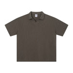 Retro Boxy Wool Blend Seagull Collar Polo Shirt