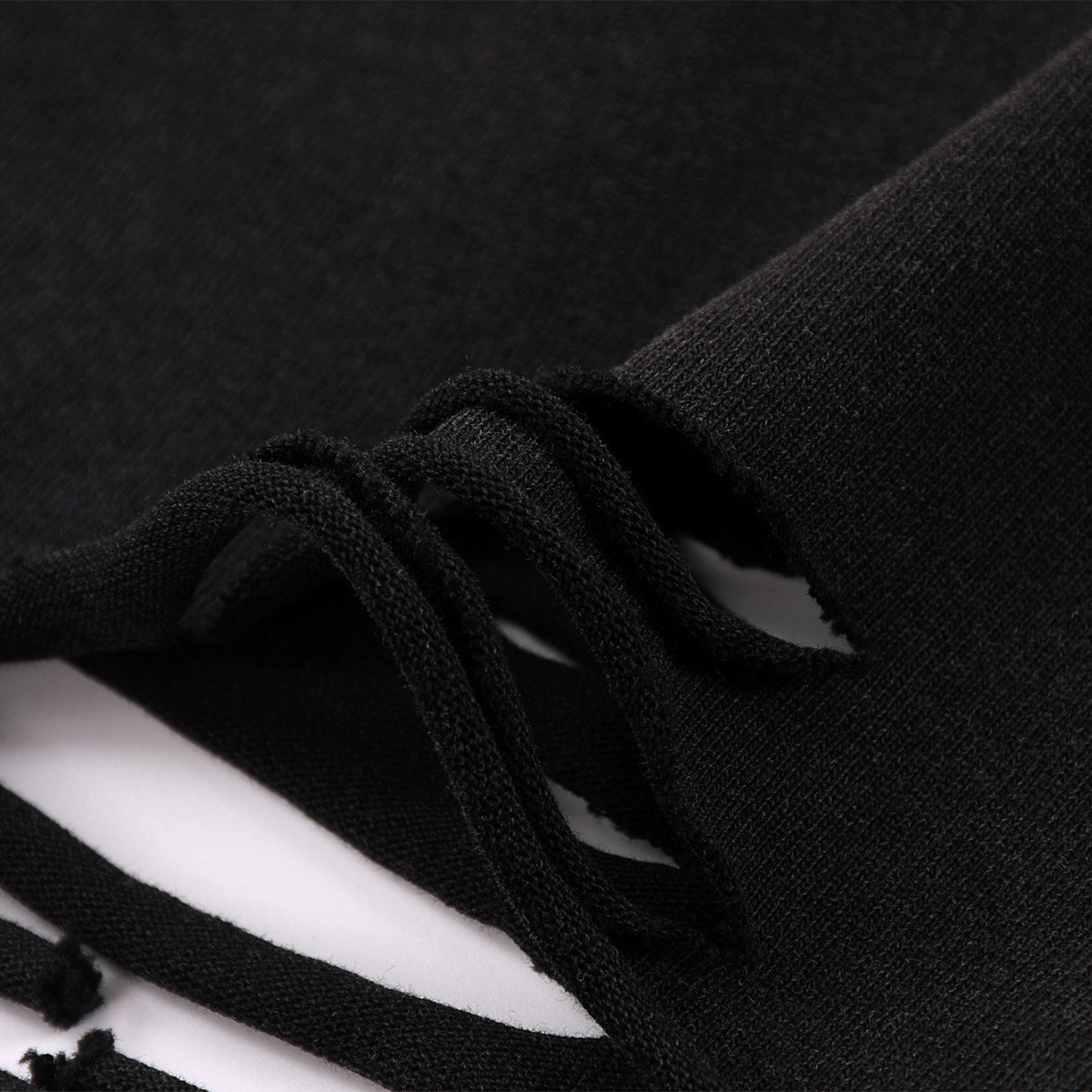 Black Washed Cotton Ripped Boxy Tee 270gsm