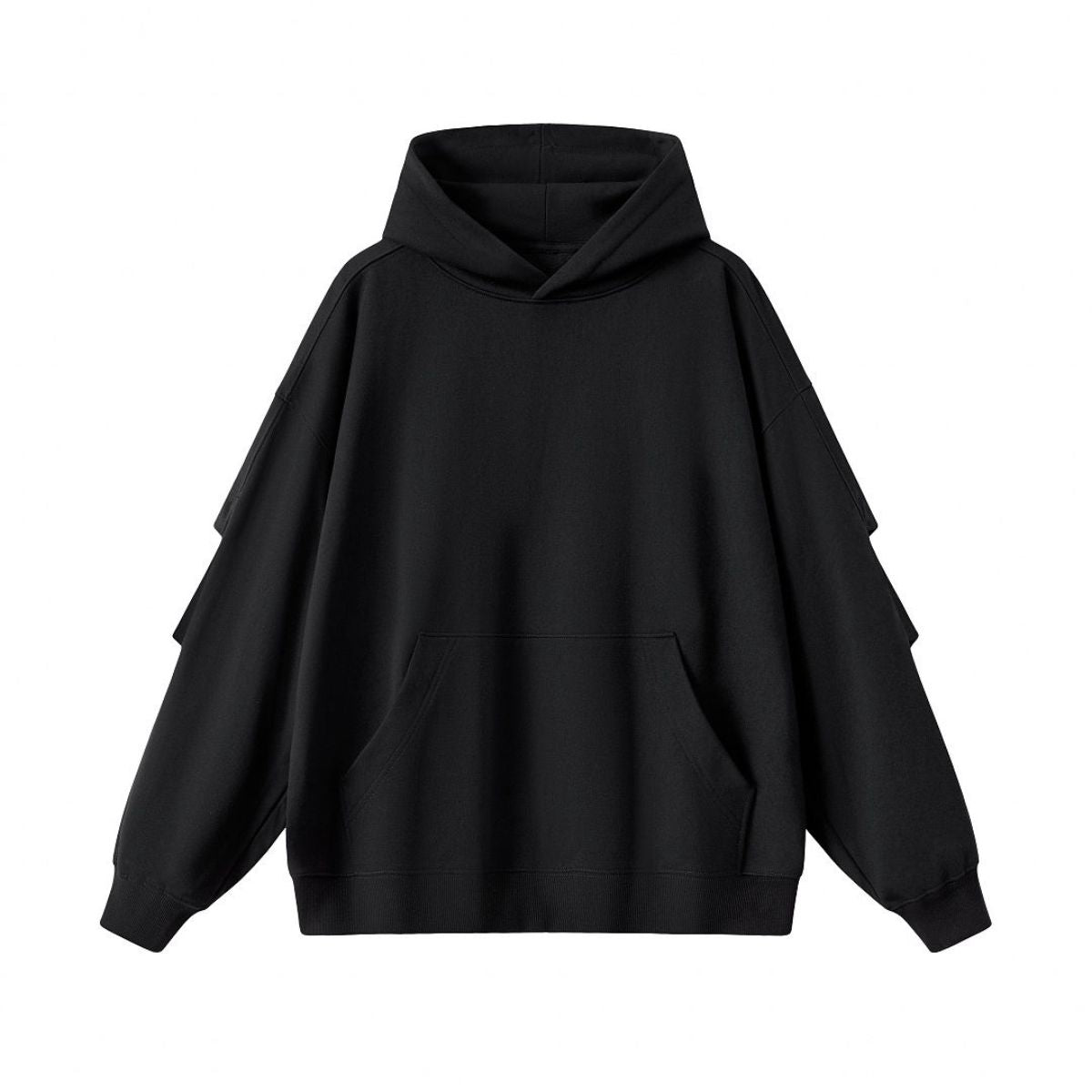 Hooded Terry Sweatshirt With Stacked Ruched Cuffs